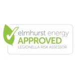 Elmhurst Energy Approved Legionella Risk Assessor certification logo with green checkmark